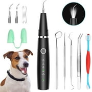 Aorsher Ultrasonic Teeth Cleaning Kit for Pet Teeth Cleaning, Dog Plaque Remover for Teeth, 5 Modes Dog Tartar Remover for Teeth Care to Remove Stains Calculus, 10 in 1 Pet Cleaner Toothbrush (Black)